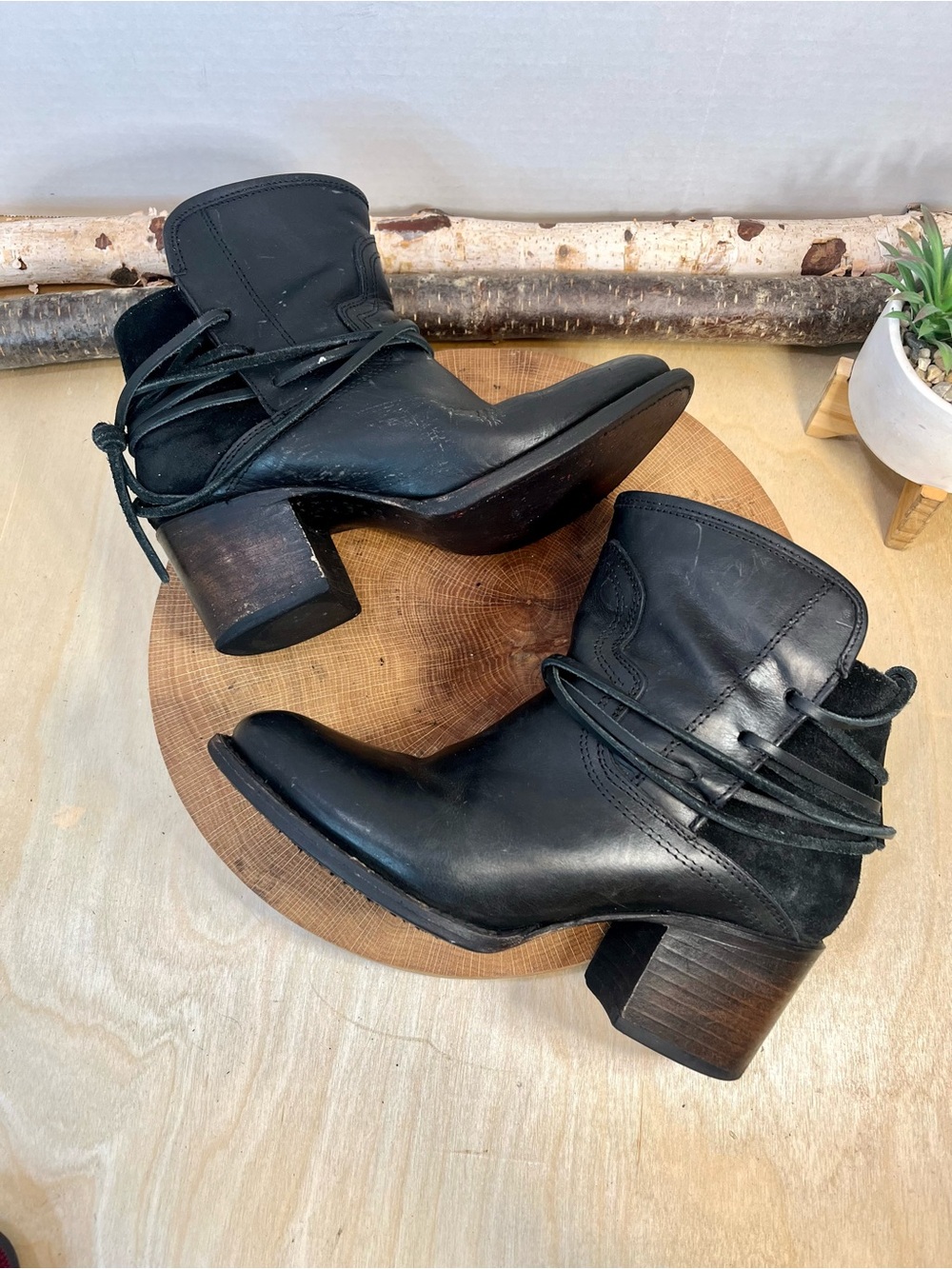 Freebird Pasey Black Heeled Ankle Boots Size 8